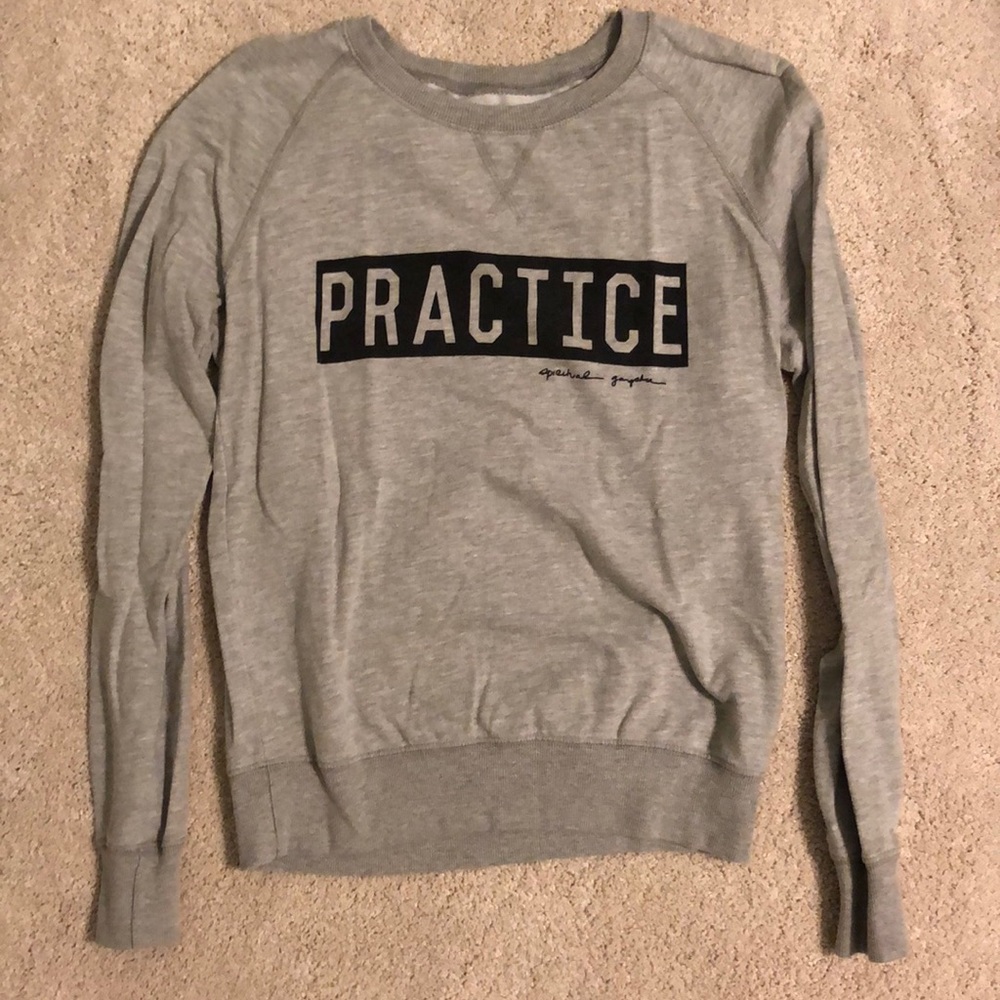 Thin, grey sweatshirt, snug fit